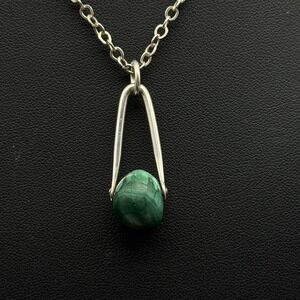 Malachite 925 Sterling Silver Pendant 18" Chain Necklace